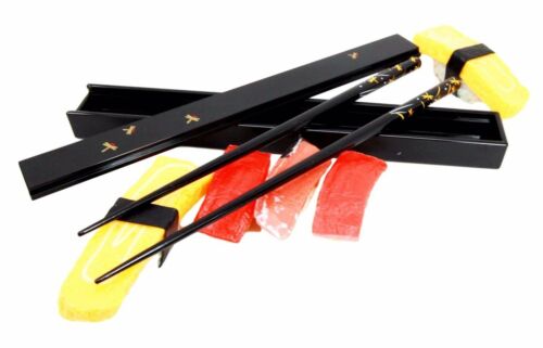 Black Dragonfly Tombo Design Lacquered Chopstick Set With Travel Storage Case
