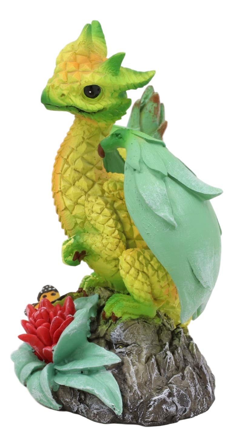 Ebros Fantasy Green Thumb Tropical Pineapple Dragon Statue Fairy Garden Collectible