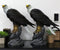 Pack of 2 Large 20"H Lifelike Patriotic American Bald Eagle On Rock Figurines