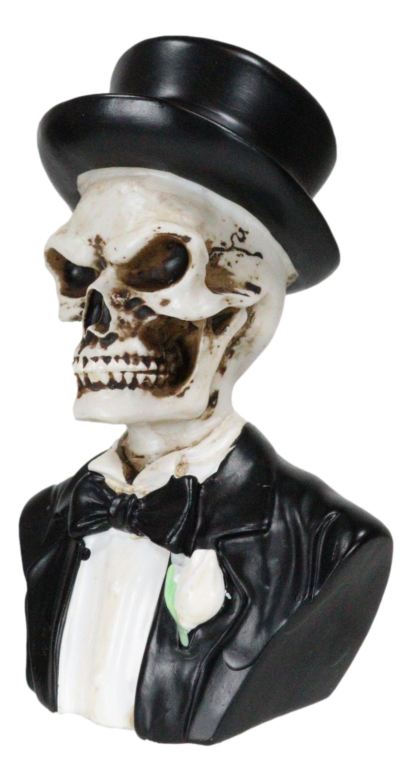 Day of The Dead Wedding Groom Gentleman Skeleton Skull In Tuxedo Mini Figurine