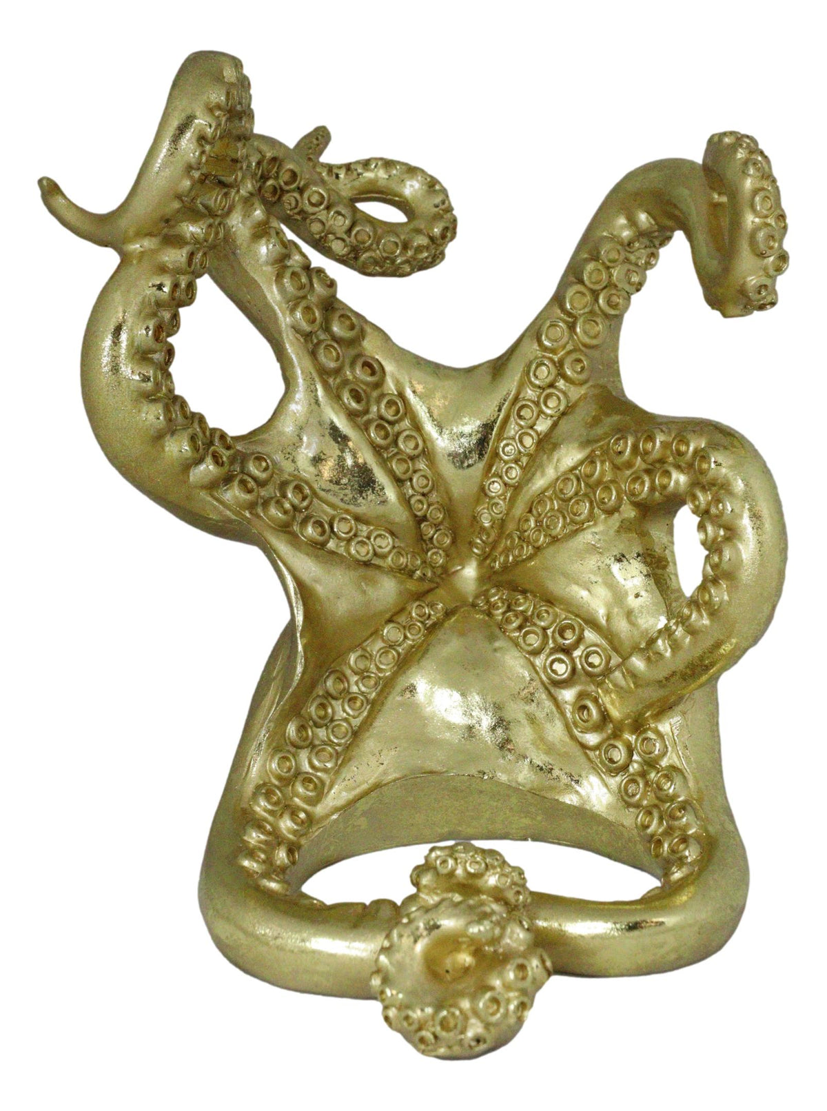 Nautical Gold Giant Sea Octopus Wine Holder Cephalopod Kraken Bottle Caddy Decor - Ebros Gift