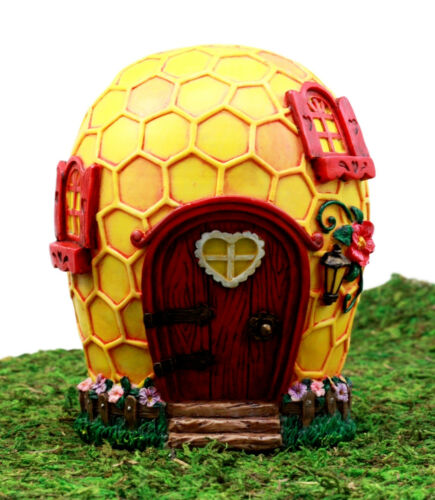 Ebros Enchanted Fairy Garden Miniature Bear Bee Hive Honeycomb Cottage House Figurine