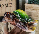 Nautical Ocean Green Hues Giant Sea Turtle Swimming Decorative Figurine Tortoise