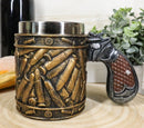 Western Pistol Gun Ammo Bullet Shells Beer Stein Tankard Coffee Cup Mug 12oz