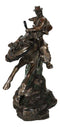 Rustic Western Rodeo Cowboy Riding On Galloping Wild Mustang Horse Figurine