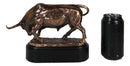 Wall Street Charging Bull Bronze Electroplated Resin Statue With Pedestal Base