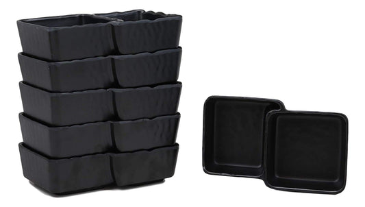 Ebros Black Melamine Traditional Design Condiments Ketchup BBQ Soy Sauce Dipping Bowl or Dish With Divider 2 Compartments Set of 6 Housewarming Gifts For Sushi Asian Dining Restaurant Supply