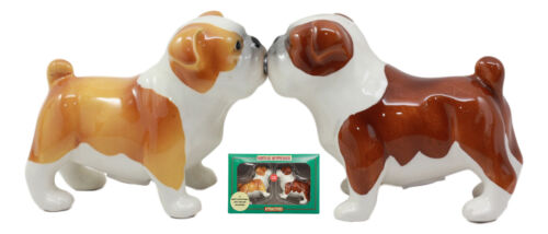 Fawn Chocolate Bulldogs Salt And Pepper Shakers Ceramic Magnetic Figurine Set