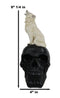Gothic Full Moon Howling White Wolf Sitting On Black Macabre Skull Figurine