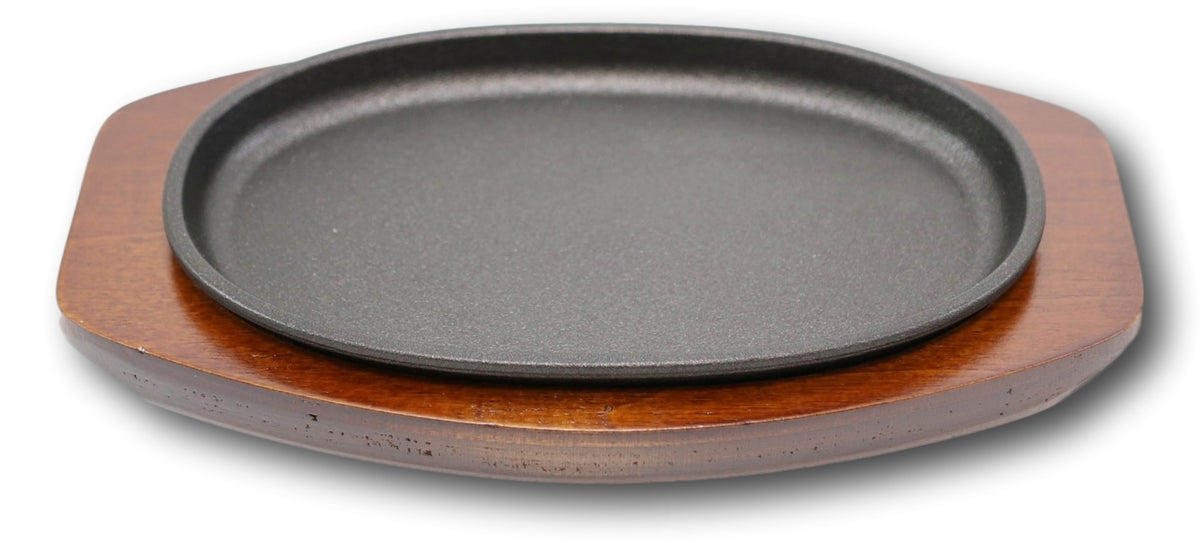 Preseasoned Cast Iron Skillet Japanese Steak Plate Pan 8.25" By 5.25" With Base - Ebros Gift