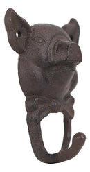 Cast Iron Vintage Farmhouse Rustic Butler Pig Head with Bowtie Wall Coat Hook