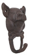 Cast Iron Vintage Farmhouse Rustic Butler Pig Head with Bowtie Wall Coat Hook