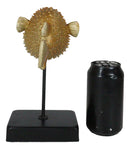 Coastal Marine Faux Taxidermy Golden Pufferfish Fish Sculpture On Pole Mount