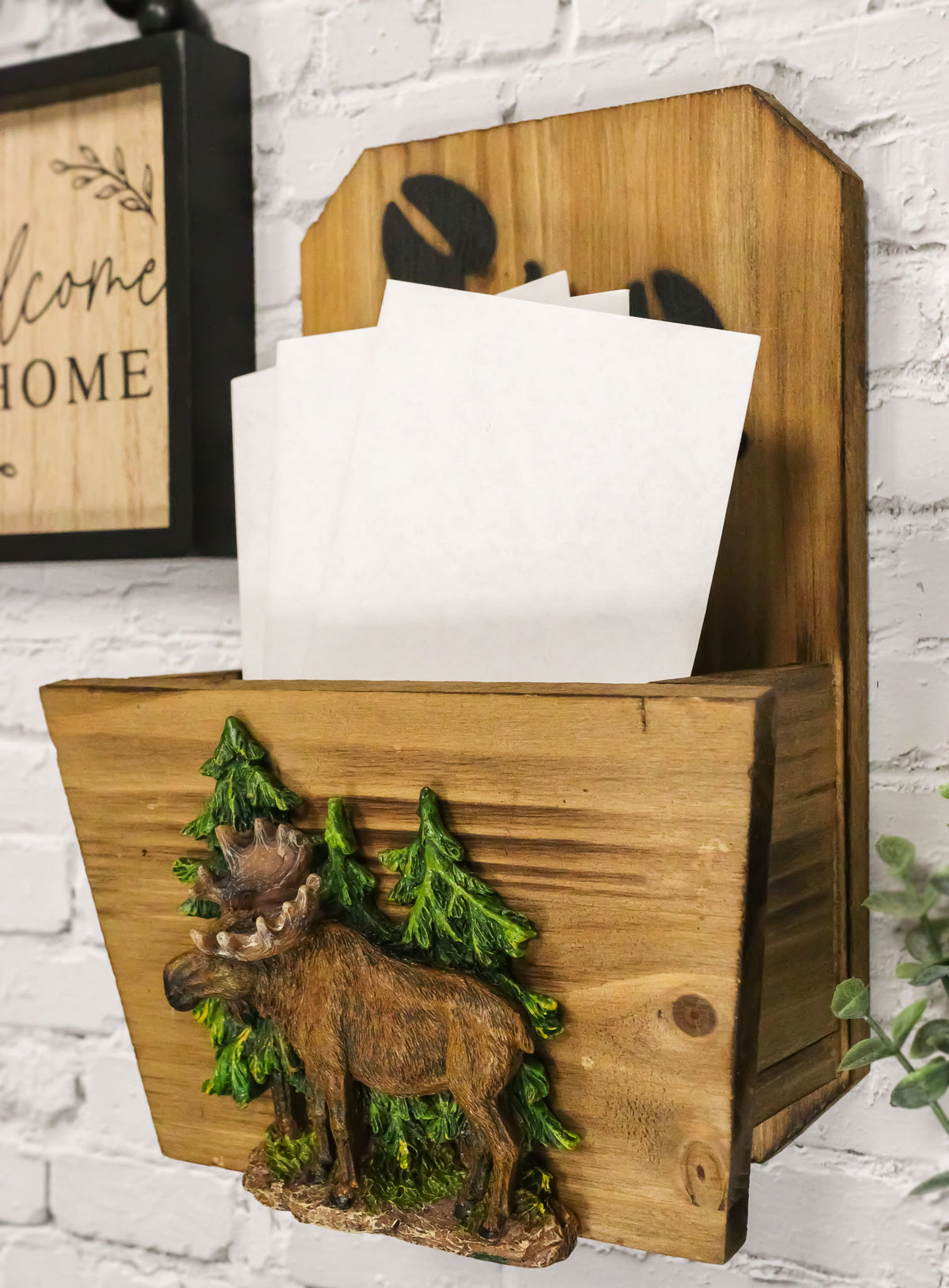 Ebros Western Moose By Pine Trees Forest And Trail Wall Planter Or Mail Holder