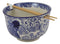 Ming Style Feng Shui Koi Fish 6"D Pho Ramen Soup Rice Bowl With Chopsticks Set