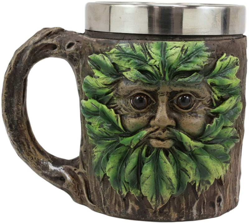 Ebros Forest Chibi Greenman Drink Mug With Tree Bark Tankard Coffee Cup 16oz