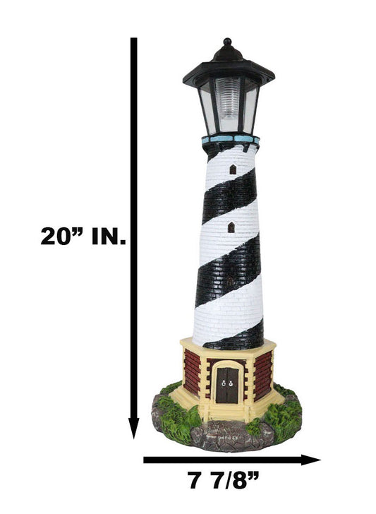 Ebros Nautical Cape Hatteras Lighthouse Statue 20.5" Tall with Solar Lantern LED - Ebros Gift