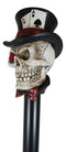 Ebros Poker Skull with Top Hat of Aces Decorative Prop Cosplay Walking Cane