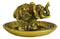 Feng Shui Golden Elephant With Trunk Up Lotus Padma Incense Burner Dish Figurine