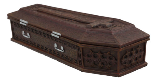 Vampire Dracula Coffin Jewelry Box Rest In Peace Casket Trinket Box Figurine 8"L