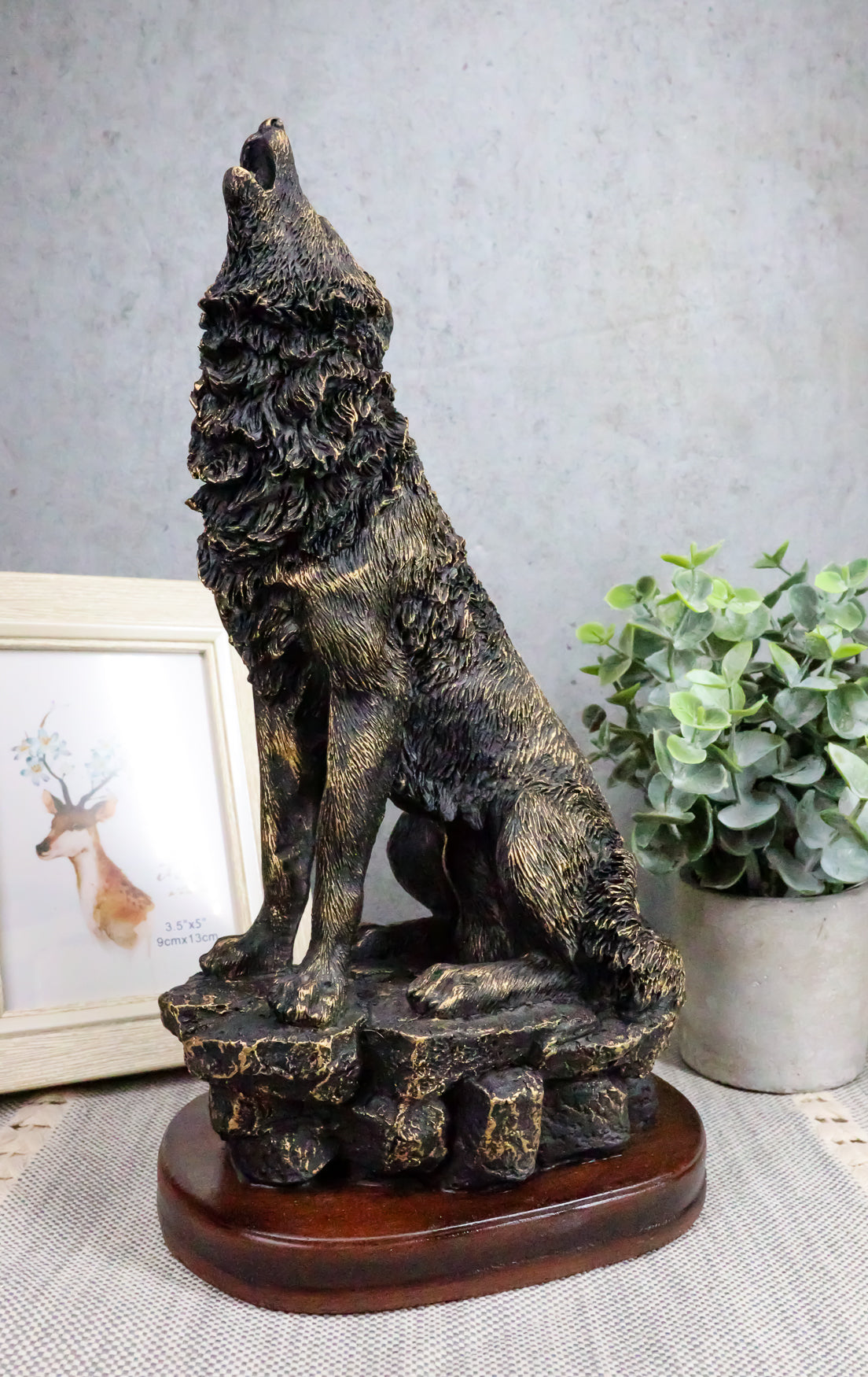 Ebros Howling Wolf Statue 10.5" Tall Alpha Wolf Pack Figurine in Faux Bronze