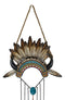 Southwest Boho Chic Indian Chief Headdress Feathers Turquoise Rocks Wind Chime