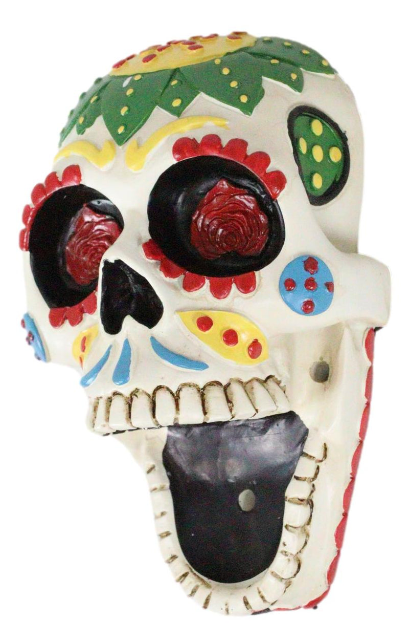 Day of The Dead White Sunflower Sugar Skull Wall Bottle Opener Home Kitchen