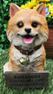 Adorable Pet Pal Pomeranian Puppy Dog With Jingle Collar And Plank Sign Statue