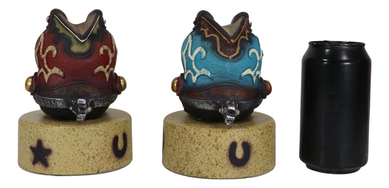 Set Of 2 Turquoise And Maroon Western Cowboy Pair of Boots Mini LED Night Lights