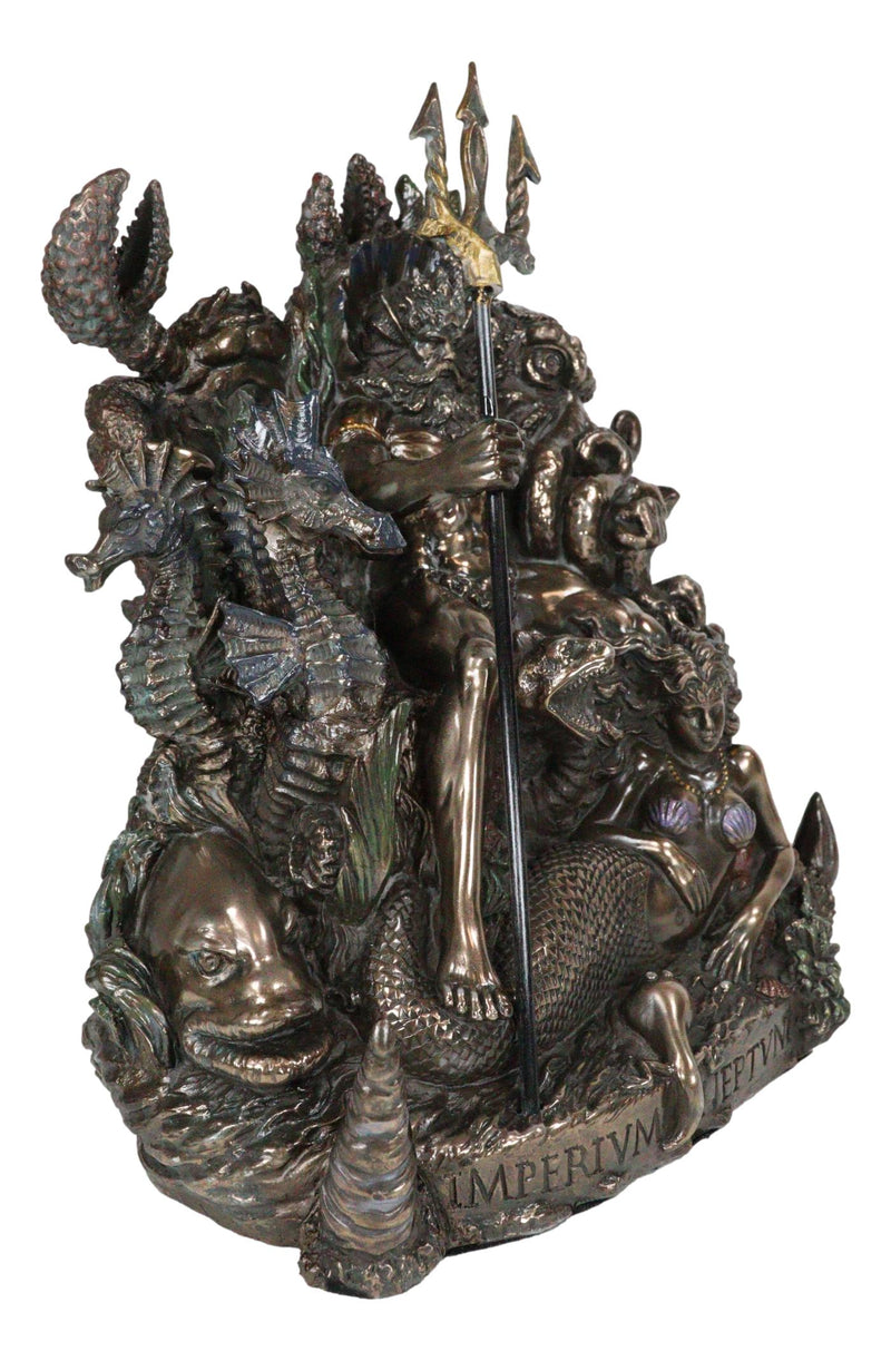 Ebros God of The Sea Poseidon Sitting On Throne With Trident Figurine 10.5"H