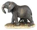 Ebros Gift African Savanna Majestic Elephant with Young Calf Figurine 8.5" L
