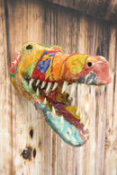 Crocodile Alligator Hand Crafted Paper Mache In Sari Fabric Wall Head Decor