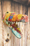 Crocodile Alligator Hand Crafted Paper Mache In Sari Fabric Wall Head Decor