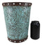 Rustic Western Turquoise Floral Scroll Faux Leather Dry Waste Basket Trash Bin