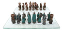 Ebros King Arthur Morgan Merlin Dragons Hand Painted Chess Pieces With Glass Board Set