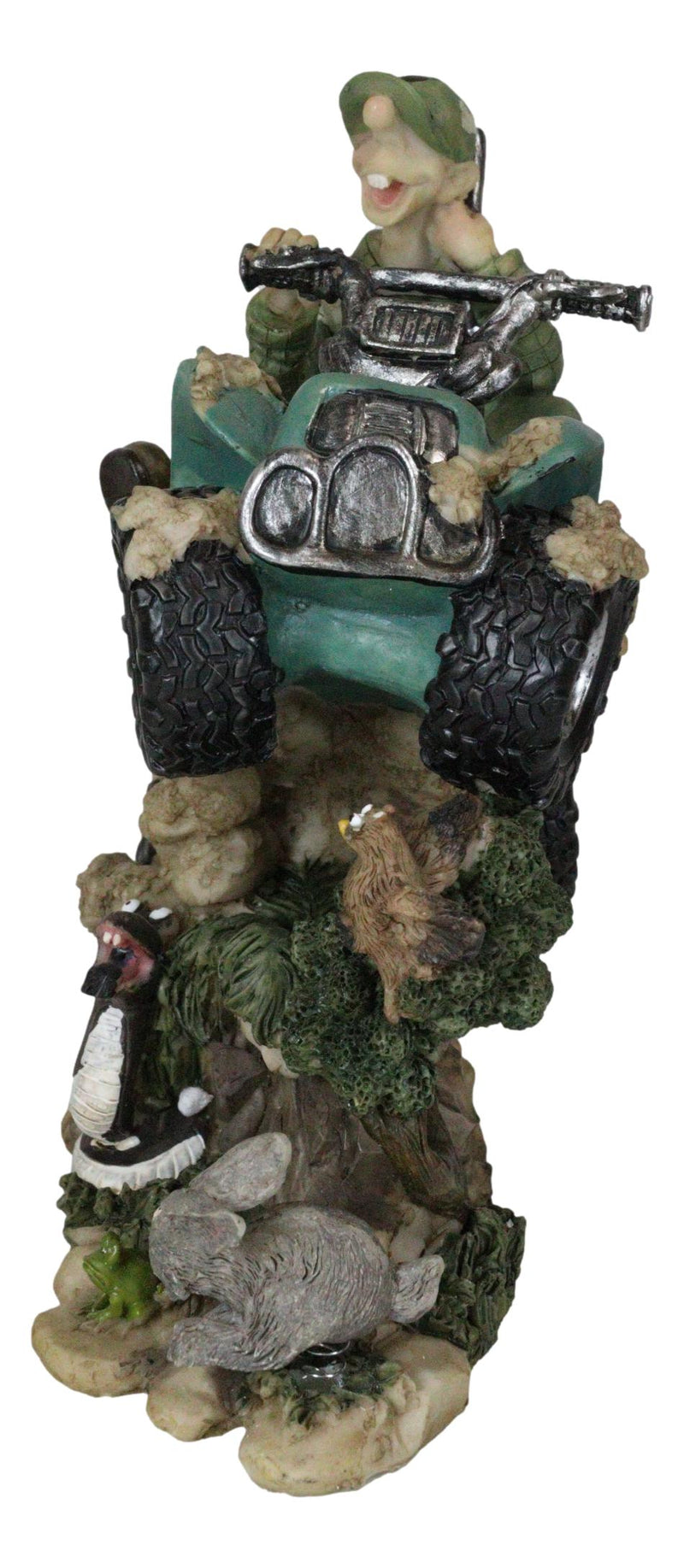 Hillbilly Ride Country Hunter With Rifle On A Mud Runner With Animals Figurine