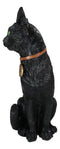 Wicca Witchcraft Green Eyed Moon Black Cat With Pentagram Necklace Figurine