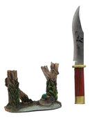 Ebros Rustic Duck Mallard By Barb Fenced Pond Knife Display Holder Statue Set