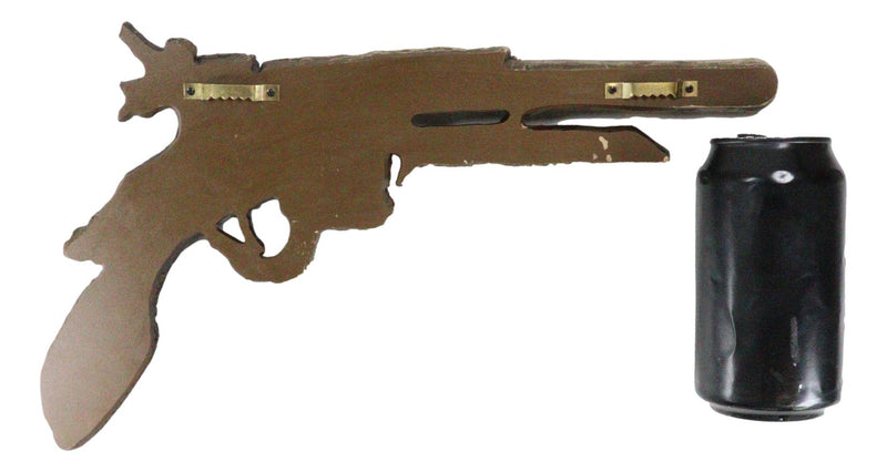 Rustic Western Faux Distressed Wood Six Shooter Revolver Gun Pistol Wall Decor
