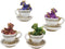 Ebros Metallic Baby Wyrmling Dragons in Tea Cups with Saucers Figurine Set 4.5"H