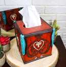 Western Cowgirl Red Valentines Love Heart Lace Scrollwork Tissue Box Cover Decor