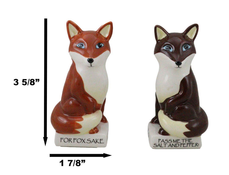 Ceramic Red Brown Foxes 'For Fox Sake Pass Me The Salt And Pepper!' Shakers Set