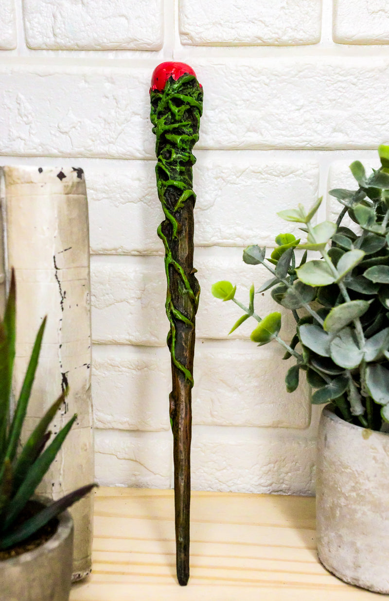 Ebros Greenman Vine With Red Orb Fantasy Sorcery Wizard Cosplay Toy Magic Wand 9.25"L