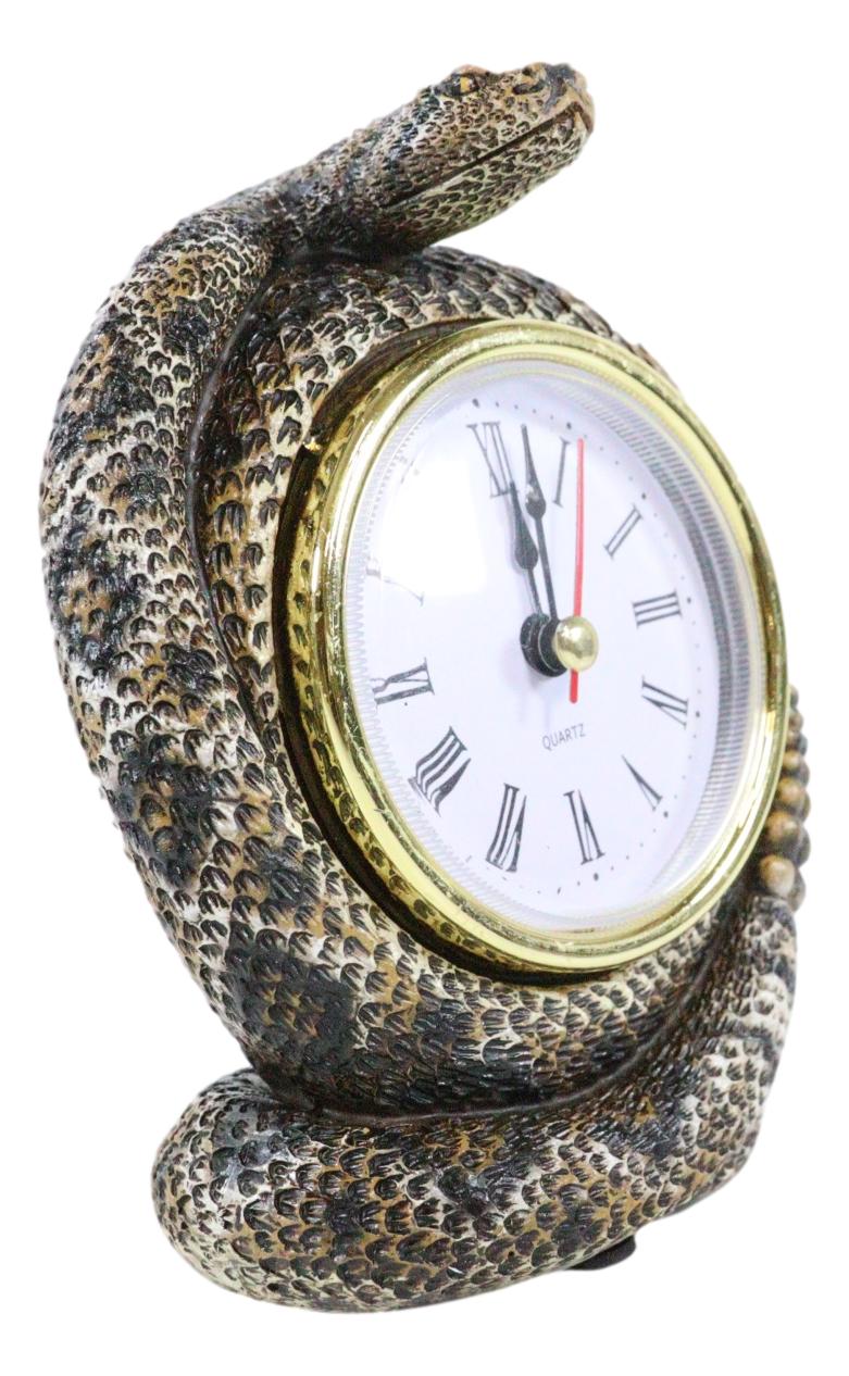 Reptile Coiled Diamondback Rattlesnake Serpent Desktop Table Clock Fig ...