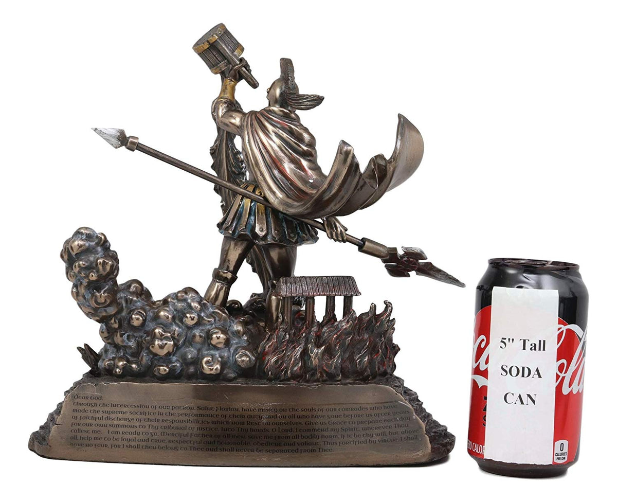 Ebros Large Saint Florian Pouring Water Over Burning Building Statue 10.25" Tall Patron of Fire Fighters Angelic Roman Warrior Martyr of God Catholic Home Altar Decor Figurine