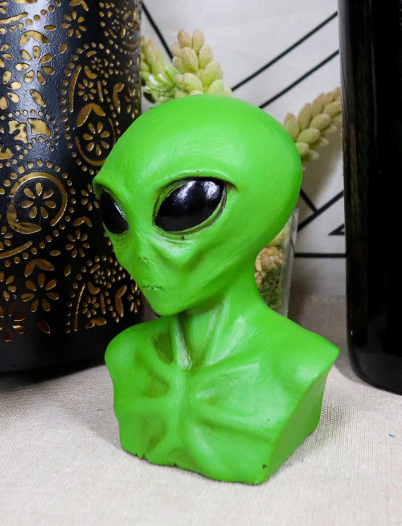 Ebros UFO Green Extraterrestrial ET Roswell Alien Head Bust Skull Figurine Collectible