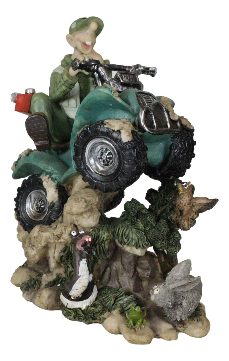 Hillbilly Ride Country Hunter With Rifle On A Mud Runner With Animals Figurine