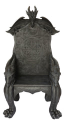 60" Tall Medieval Fantasy Celtic Dragon Heavy Sculptural Throne Chair Furniture