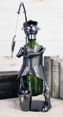 Ebros Camper Fishing Fisherman Catching Fish Hand Made Metal Wine Bottle Holder