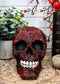 Day of The Dead Red Floral Roses With Green Petals Sugar Skull Figurine Decor